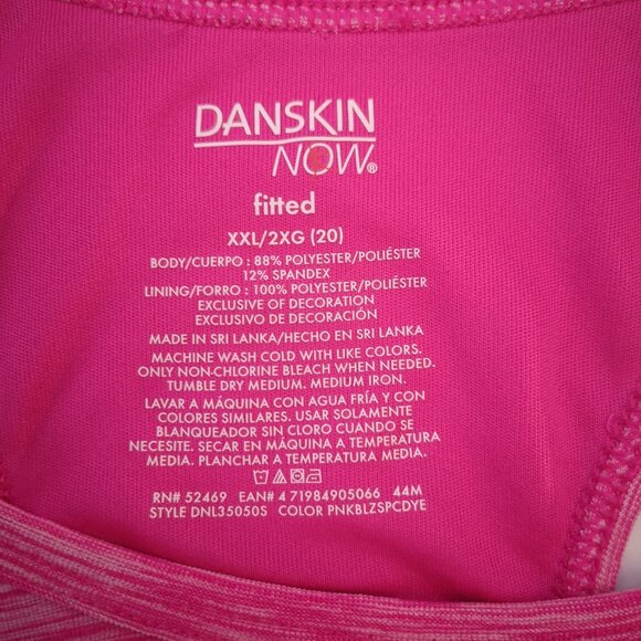 Danskin Now Ladies Size XXL Racer Back Hot Pink Sleeveless Fitted Athletic Top - Picture 3 of 6